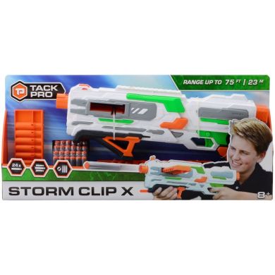 Дартбластер Tack Pro Storm Clip X з 2 затискачами та 24 дротиками 50 см 31016