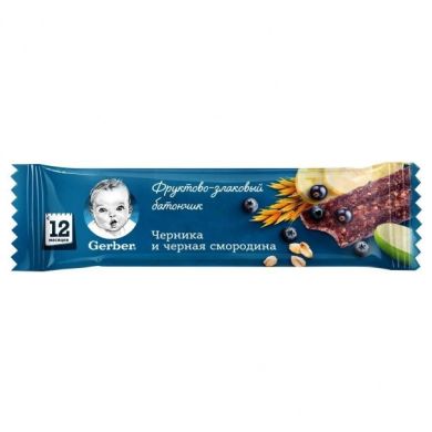 Фруктово-злаковий батончик Gerber Чорниця, чорна смородина, 25 г 12360887/12459073 7613287130204