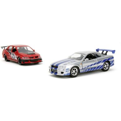 Набір машинок металевих Jada Форсаж Міцубіcі Лансер та Нісан Скайлайн GT-R 253202019