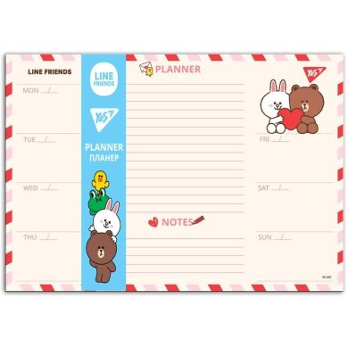 Планінг настільний Line Friends, 30х21 см, 52 аркуша YES 252177