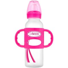 Бутылочка-непроливайка Dr. Brown`s с носиком, с силиконовыми ручками, 250 мл, розовая SB81057-P3, Розовый