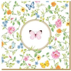 Серветки 20шт з 3-шар. паперу 33x33 DANCING BUTTERFLIES POZZI MILANO 0414DANB