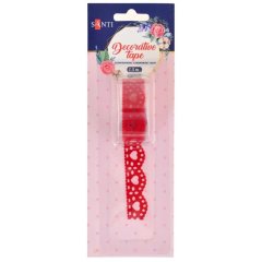 Стрічка фігурна з клейовим шаром Серце, оксамитова, червона, 1.5 м Santi 742369