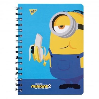 Блокнот YES А5 80 аркушів подв. cпіраль з гумкою Minions Banana 151774