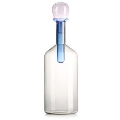 CHEMICAL Бутыль серо-синяя, розовая крышка, h 40,5 см(стекло) IVV 9118.1