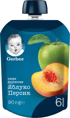 Фруктове пюре Gerber Яблуко-Персик з 6 місяців 90 г 12357923 7613036345460