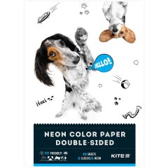 Бумага цветная двусторонняя. (10 листов/5 неон+5 обыкновенный), А4 Dogs Kite K22-288