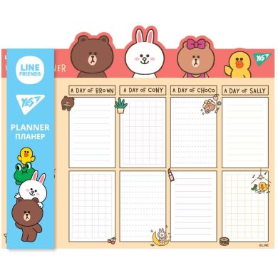 Планинг настольный Line Friends, 34,5x28,2 см, 52 листа YES 252176