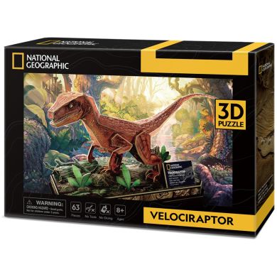 Тривимірна головоломка-конструктор National Geographic Dino Велоцираптор Cubic Fun DS1053h