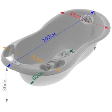 Ванночка 102 см LUX Сова со сливом Серый Tega baby SO-005ODPŁYW-106, Серый