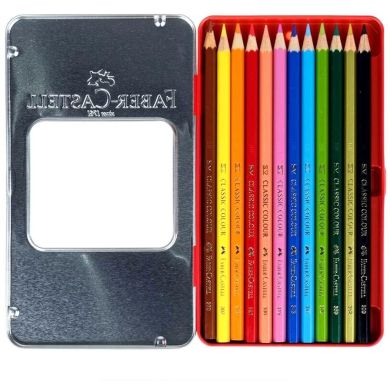 Олівці кольорові Faber-Castell ЗАМОК 12 кольорів металева коробка 27984
