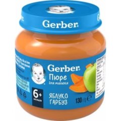 Плодово-овочеве пюре Gerber яблуко і гарбуз з 6 місяців 130 г 12309088/12408468 5900452078785