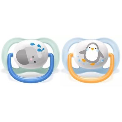 Пустышка Avent ортодонтична Ultra Air Animal для мальчиков 0-6 месяцев, 2 шт SCF080/05