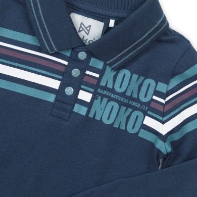 Рубашка-поло детская синяя с длинными рукавами 110 Koko Noko D36809-37