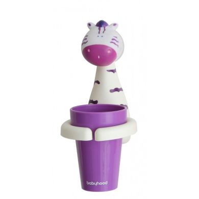 Стаканчик для зубных щёток Babyhood зебра BH-703Z, Белый