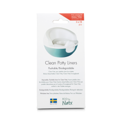 Еко вкладиші, що змиваються для дитячого горщика Clean Potty Flushable Bags з 100% біорозкладаної плівки, 30 шт, NATY 7330933245548, Білий