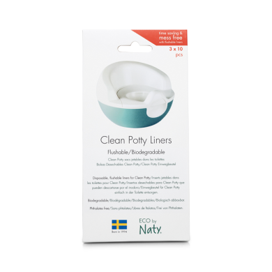Еко вкладиші, що змиваються для дитячого горщика Clean Potty Flushable Bags з 100% біорозкладаної плівки, 30 шт, NATY 7330933245548, Білий