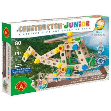 Гвинтовий конструктор Alexander Junior Вертоліт 3 в 1 дерев'яний 80 деталей 2161