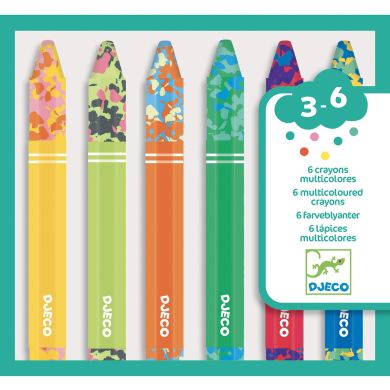 Набор из 6 разноцветных восковых карандашей Djeco DJ09006.