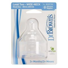 Соска рівень 2 для пляшки з широким горлечком силікон 3 місяці 2 шт Dr. Brown s 372-INTL, 2