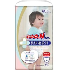 Трусики-підгузки японські Goo.N Plus для дітей 9-14 кг (розмір L, унісекс, 44 шт) 843340 4902011843408