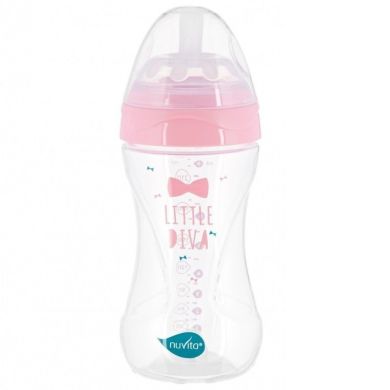 Детская Антиколиковая бутылочка Nuvita Mimic Collection 250 мл розовая NV6031, Розовый