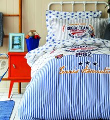 Комплект дитячої постільної білизни дитячий Challenge Blue Junior Pique Team Karaca Home 200.16.01.0115, дитячий