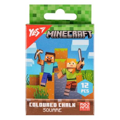 Крейда кольорова YES Minecraft квадратний 10х10х80 12 шт 400483