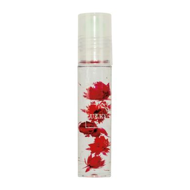Олійка-блиск для губ в ролику Aqua Fleur з червоними квітами Lukky T22005
