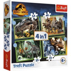 Пазлы (4в1) Угрожающие динозавры / Мир динозавров Trefl 34607