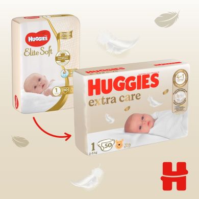 Підгузки Huggies Extra Care Розмір 1 (2-5 кг) 50 шт 9400112 5029053564883, S