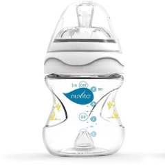 Пляшка для годування антиколькова Nuvita Mimic 150 мл 0м + біла NV6010, Білий