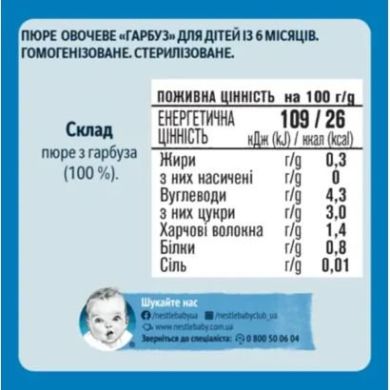 Пюре тыква 80 г, Gerber 7613287348173