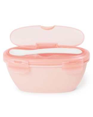 Дорожный набор для кормления Skip Hop Soft Coral контейнер и ложка коралловый 240 мл 252808, Розовый