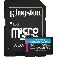 Карта пам'яті Kingston MicroSDXC 512GB Canvas Go! Plus Class 10 UHS-I U3 V30 A2 + SD-адаптер SDCG3/512GB 992166