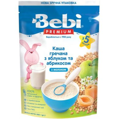 Каша молочная Гречка яблоко абрикос с 5 месяцев 200 г Bebi 8606019654290
