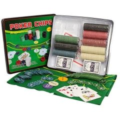 Настольная игра покер, фишки 500 шт., карты-2 бревна, сукно, кор., (мет.) 33-29-7 см. ББ D25355