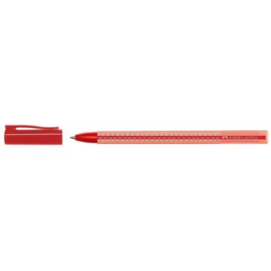 Ручка кулькова Faber-Castell Grip 2020 М червона 0.7 мм, тригранний прозорий корпус, 544521