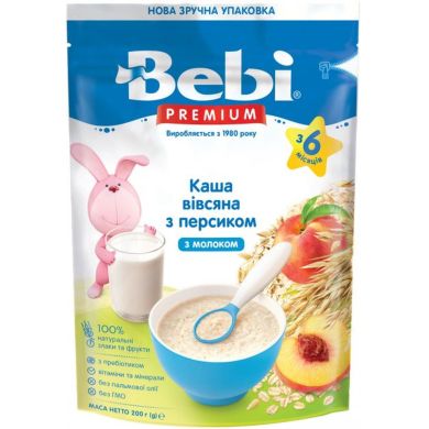 Каша молочна Вівсяна з персиком з 6 місяців 200 г Bebi 8606019654306