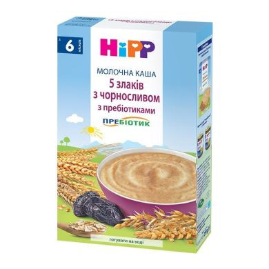 Молочна каша HiPP 5 злаків з чорносливом з пребіотиками 250 г 2918 9062300125808