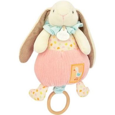 Мягкая игрушка-музыкальная с кольцом Зайка розовая, 20 см DouDou DC4210