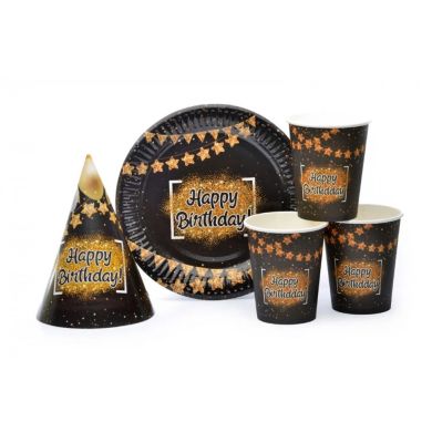 Набір посуду з ковпачками Happy Birthday black на 10 осіб 8020-0001
