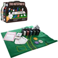 Настільна гра покер, 200 фішок (без номін.), 2 колоди карт, сукно, кор., (мет.), 26-21-9,5 с ББ THS-153