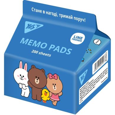 Бумага для записей YES Tetra Pak Line Friends 200 листа, 7*7,5см 170318