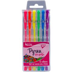 Ручки гелевые YES Neon, набор 6 шт. 411706
