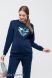 Спортивний костюм для вагітних та годуючих Yula mama з трикотажу з начосом з аплікацією на грудях синій XS Darina