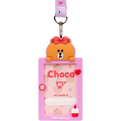 Бейдж силіконовий на стрічці YES Line Friends. Choco 940300