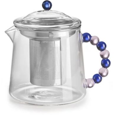 Collier Чайник прозор., блакитно-рожева ручка,сталевий фільтр, V700 мл IVV 9089.1