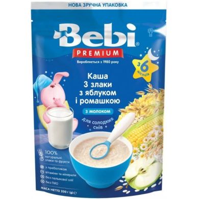 Каша молочна Bebi 3 злаку з яблуком та ромашкою з 6 місяців 200 г на основі коров'ячого молока 8606019654399