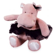Мягкая игрушка DouDou Бегемот Тути розовый в юбке 22 см, HO3172